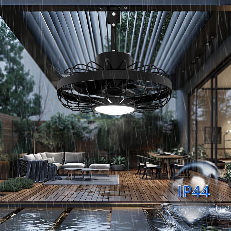 Ceiling Fan With Light 20 Inch Modern High RPM Waterproof Sunlight