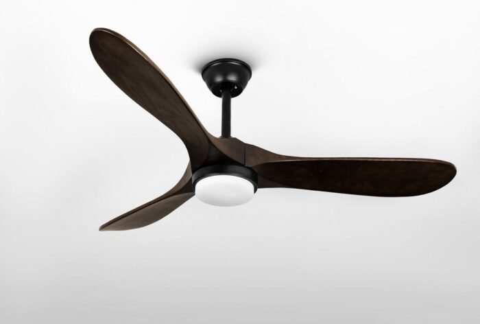 CAF520003 Dark Wood Ceiling Fan with LED Light 52 Inch for Indoor Decoration