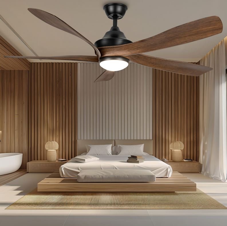 56 Inch American Retro Style Dark Wood Color Strong Wind Silent Ceiling Fan 