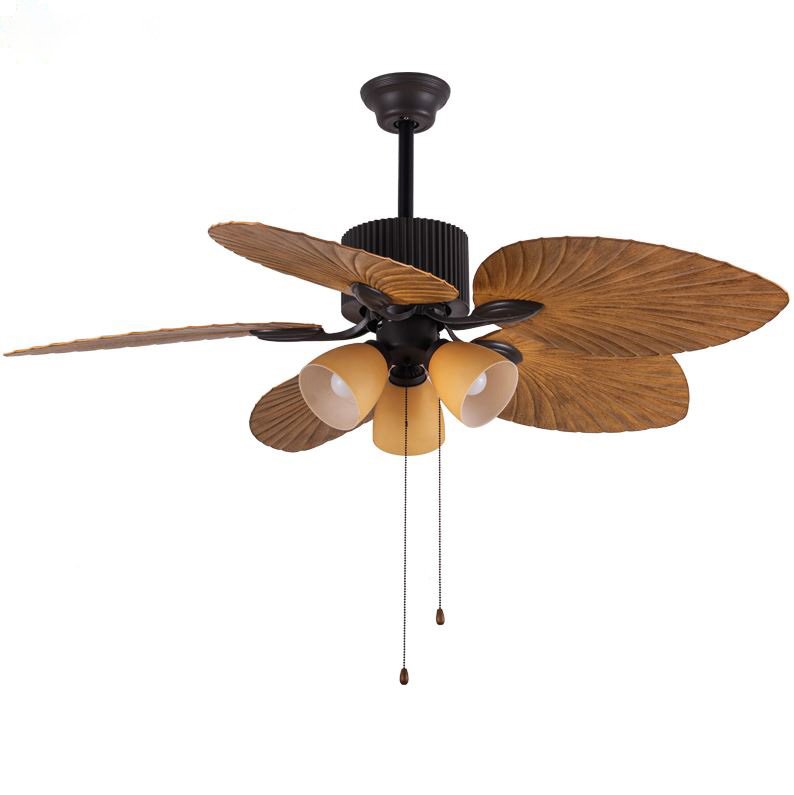 CAF-522321 Fan Light Villa Living Room Retro Electric Fan Ceiling Light Home Acrylic Large Fan