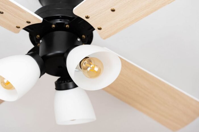 CAF520001 52 Inch Modern Minimalist Style Ceiling Fan With Bulbs for House Hold Commercial Industrial Use